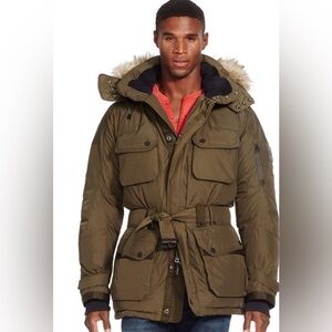 RLX Ralph Lauren Down Feather Utility
Anorak Fur Hooded Coat Olive Green
Polo S